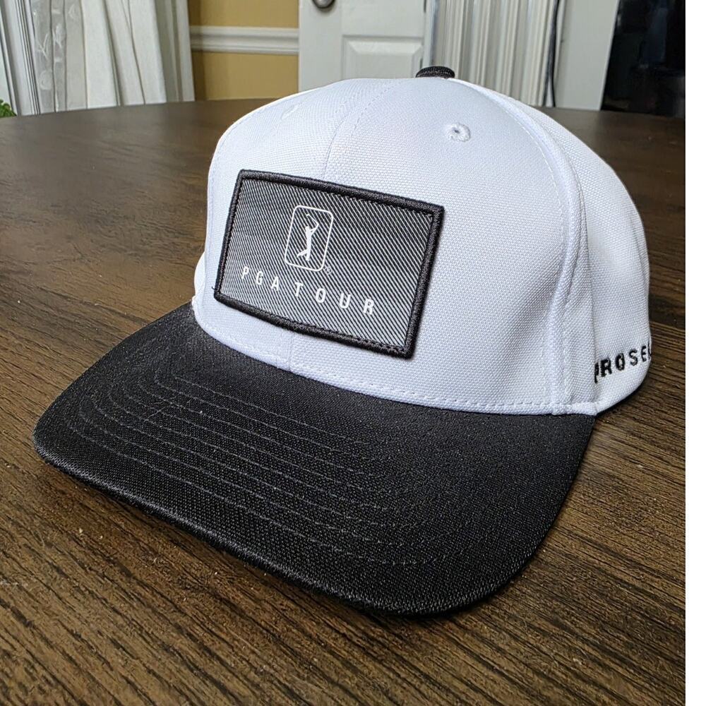 NEW PGA Tour Men's Adjustable White Black Proseries Golf Hat‎